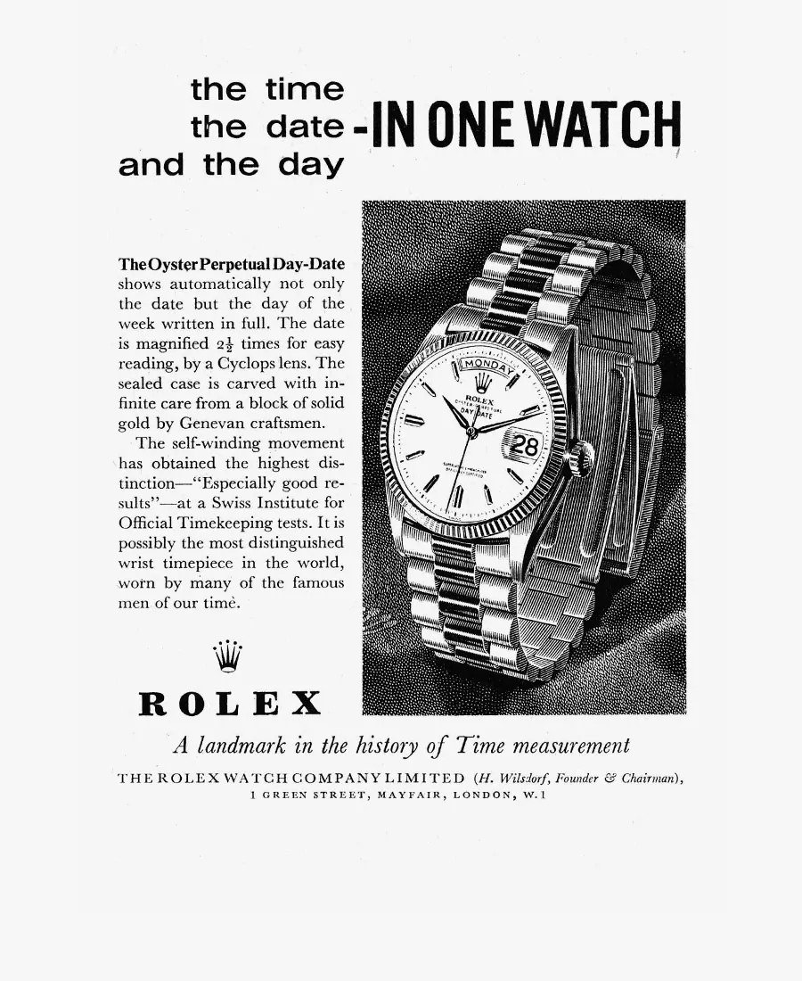 Rolex Day-Date Vintage Ad 1960